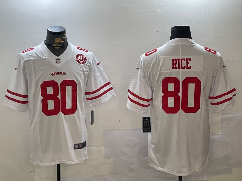 Men San Francisco 49ers #80 Rice White Second generations 2024 Nike Limited NFL Jersey style 2